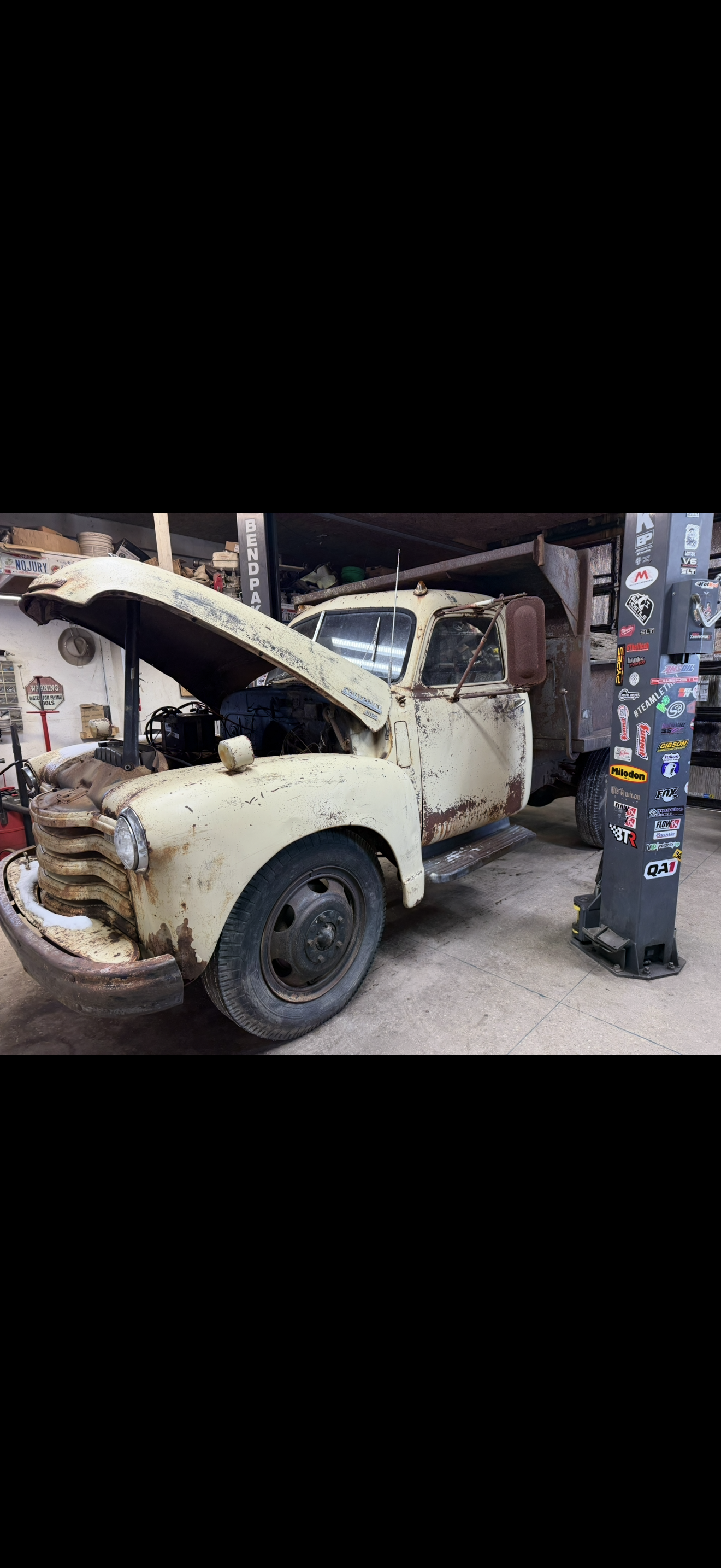 Shane's 1950 dump truck at Real Deal Automotive
